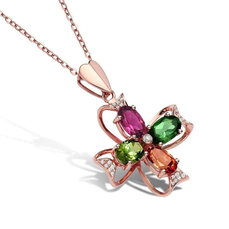 Red & Blue Cubic Zirconia Floral Pendant Necklace made by Zulily