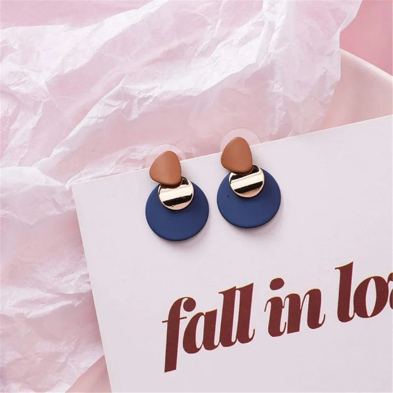 Blue Enamel & Goldtone Round Layered Drop Earrings made by Zulily