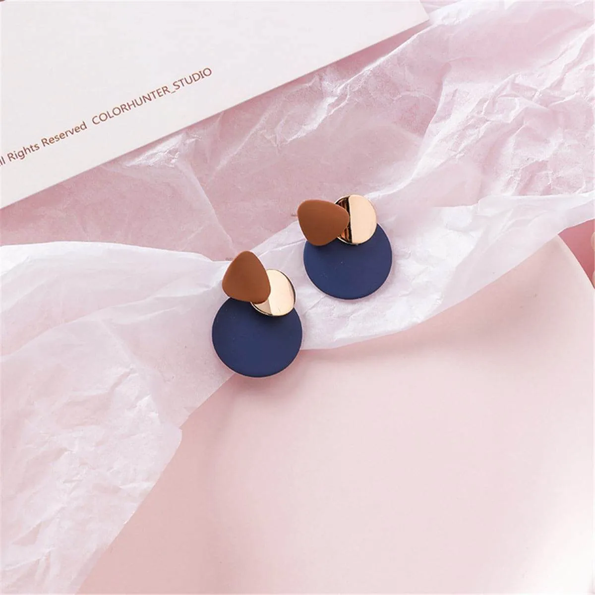 Blue Enamel & Goldtone Round Layered Drop Earrings sold by Zulily product image thumbnail 2