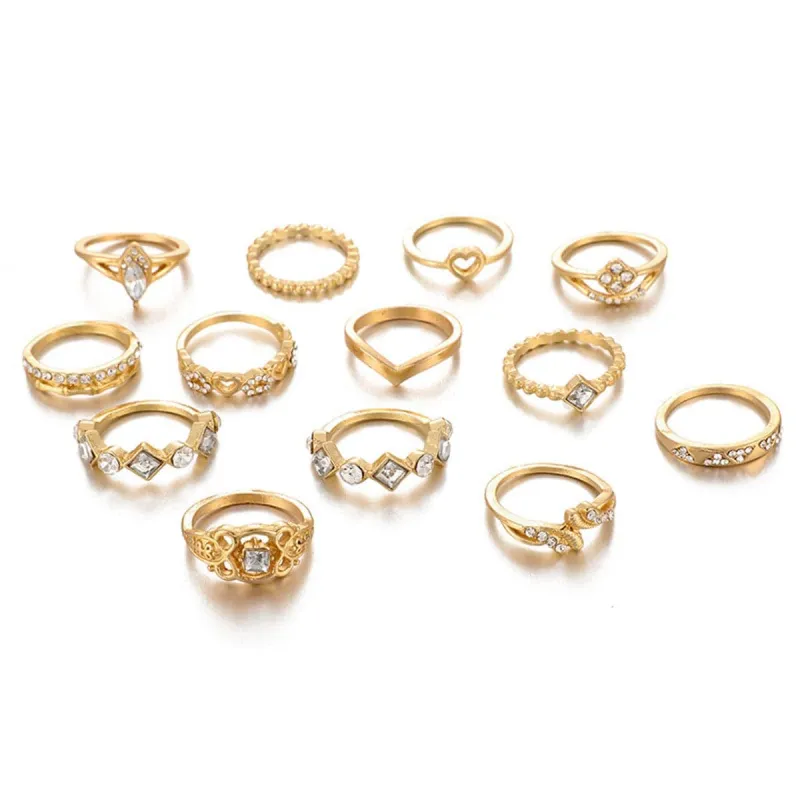 Cubic Zirconia & Goldtone Open Alternating Heart Ring Set made by Zulily