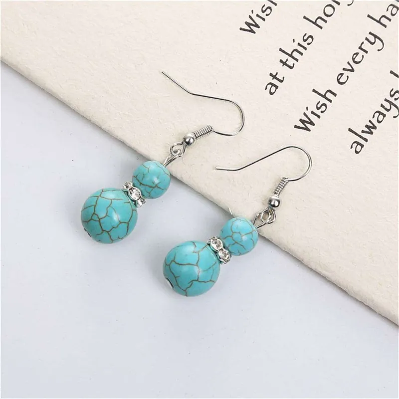 Cubic Zirconia & Turquoise Silvertone Round Drop Earrings made by Zulily