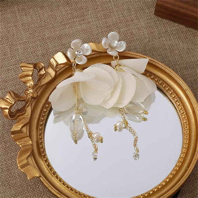 Cubic Zirconia & Pearl Floral Petal Drop Earrings made by Zulily