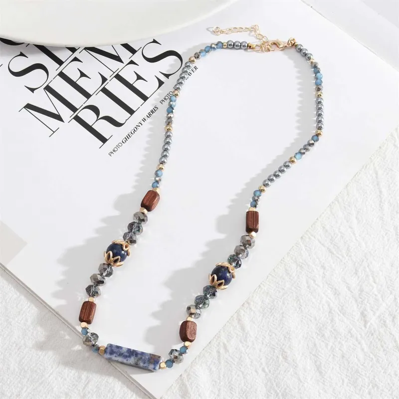 Blue & Brown Bead Necklace made by Zulily