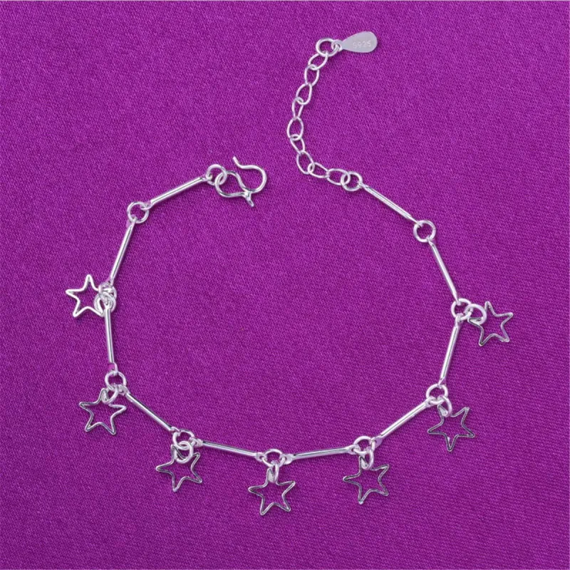Silvertone Open Star Anklet made by Zulily