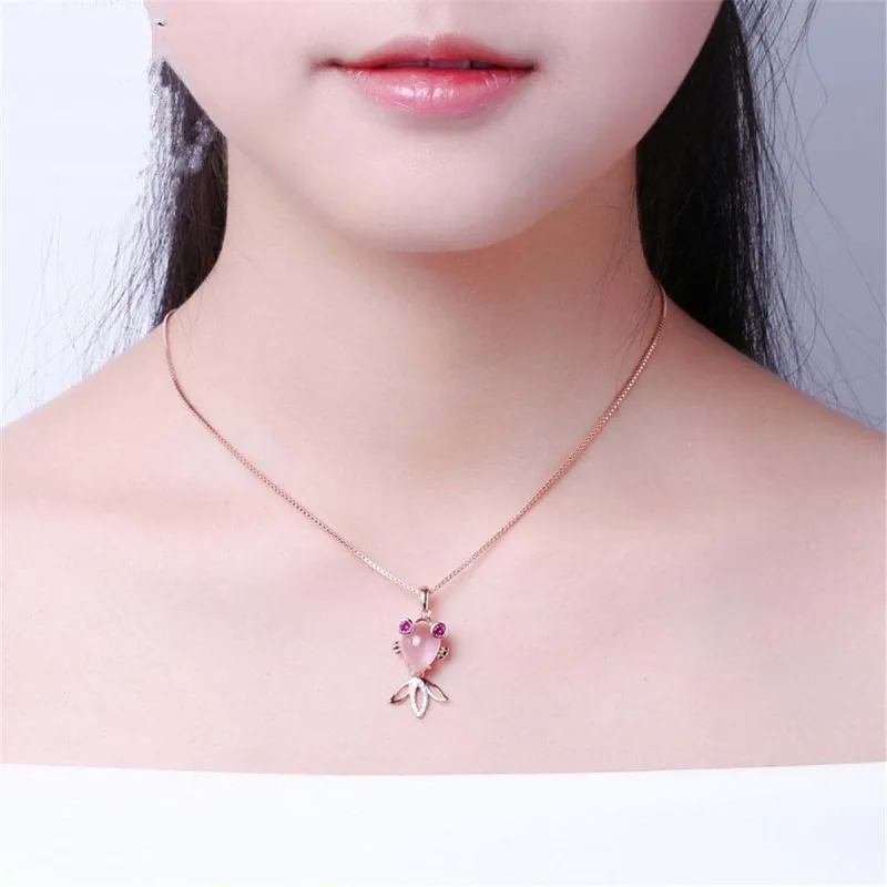 Pink Quartz & Cubic Zirconia Goldfish Pendant Necklace made by Zulily