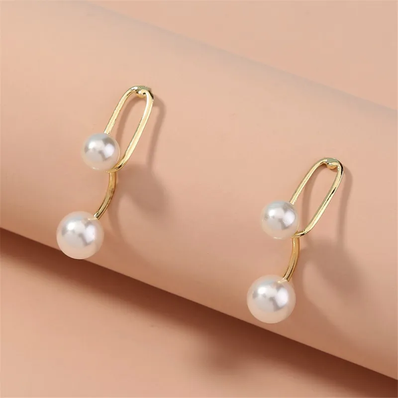 Pearl & Goldtone Double Drop Earrings made by Zulily