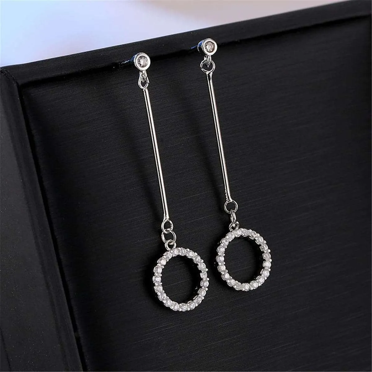 Cubic Zirconia & Silvertone Circle Drop Earrings sold by Zulily product image thumbnail 2