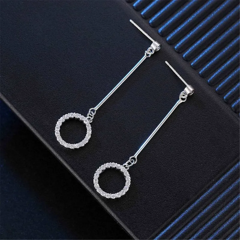 Cubic Zirconia & Silvertone Circle Drop Earrings made by Zulily