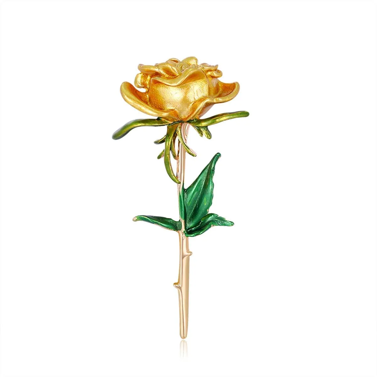 Yellow Enamel & Goldtone Rose Brooch sold by Zulily product image thumbnail 2