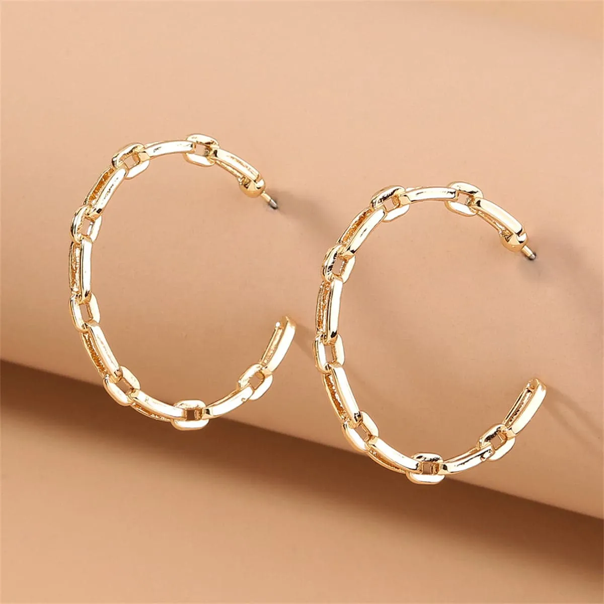 Goldtone Chain Hoop Earrings sold by Zulily product image thumbnail 2