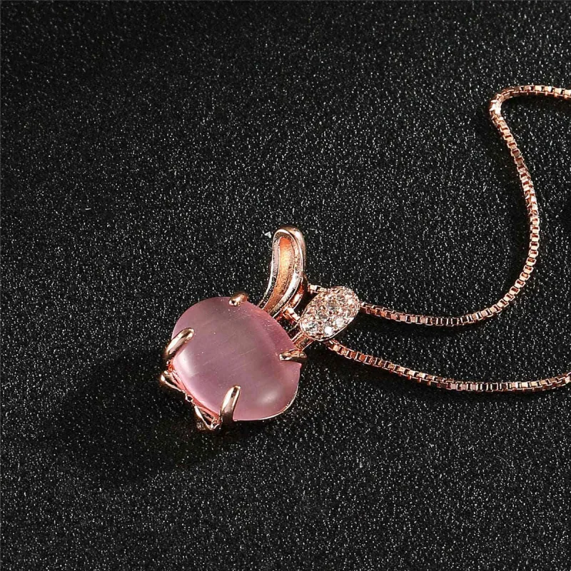 Pink Quartz & Cubic Zirconia Rabbit Pendant Necklace made by Zulily