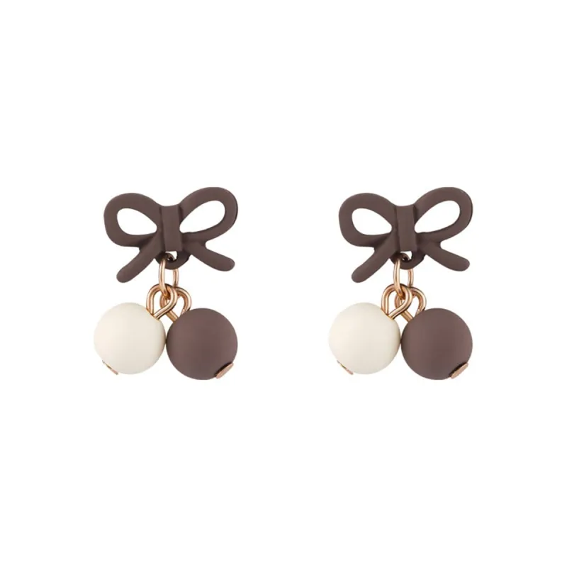 Coffee Enamel & Goldtone Bow Drop Earrings made by Zulily