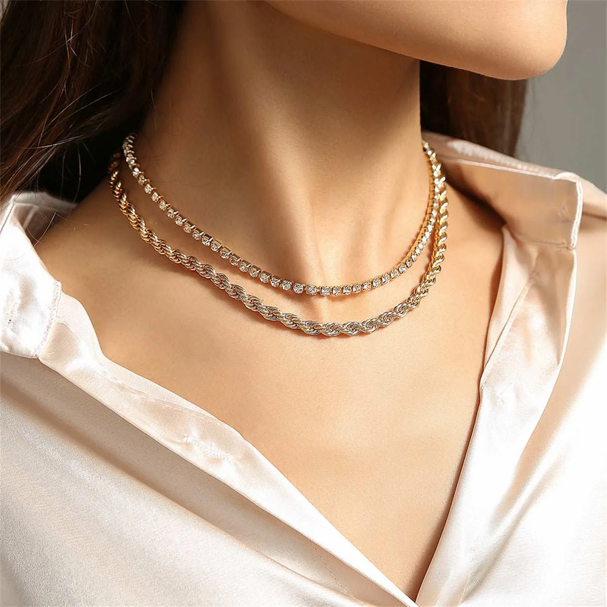 Cubic Zirconia & Goldtone Necklace Set sold by Zulily product image thumbnail 2