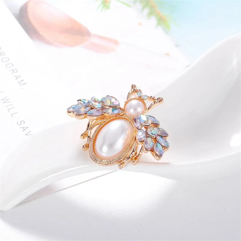 Gemstone & Goldtone Bee Brooch made by Zulily