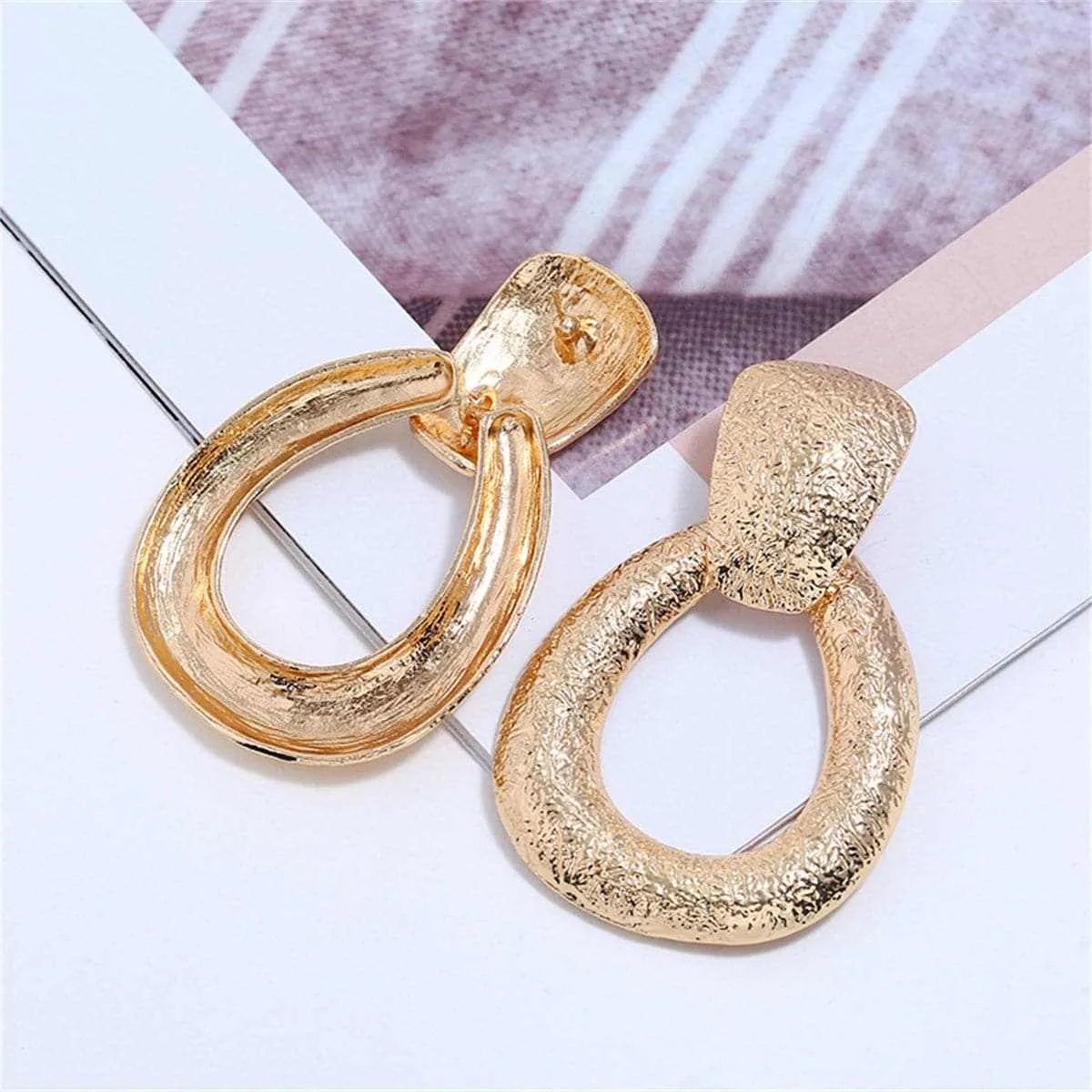 Goldtone Texture Drop Earrings sold by Zulily product image thumbnail 3