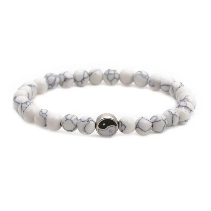 Turquoise & White Yin-Yang Stretch Bracelet made by Zulily