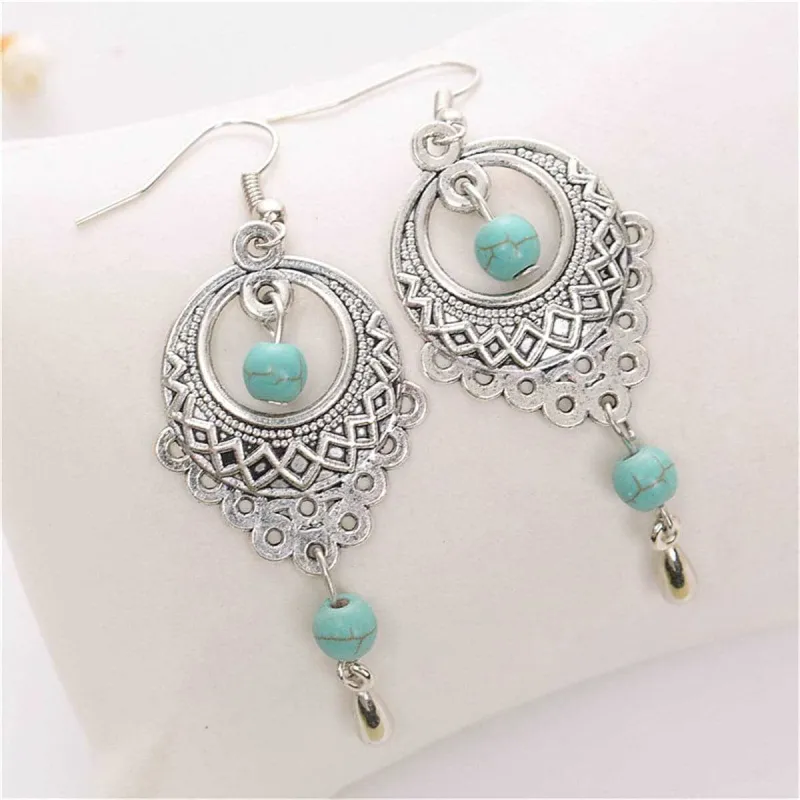 Turquoise & Silvertone Botany Drop Earrings made by Zulily