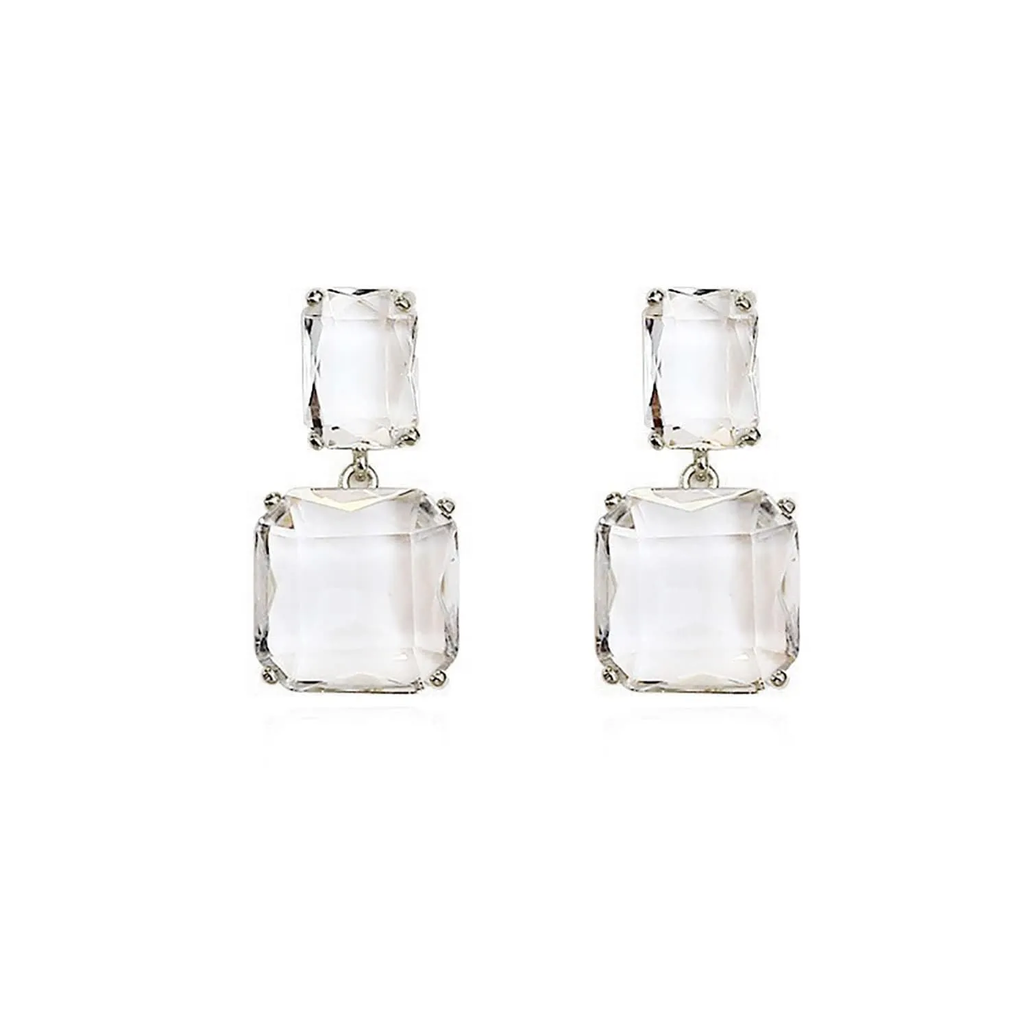 Clear Crystal Silvertone Square Drop Earrings sold by Zulily product image thumbnail 2