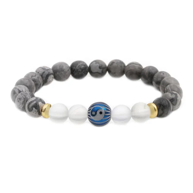 Turquoise & Gray Yin & Yang Stretch Bracelet made by Zulily
