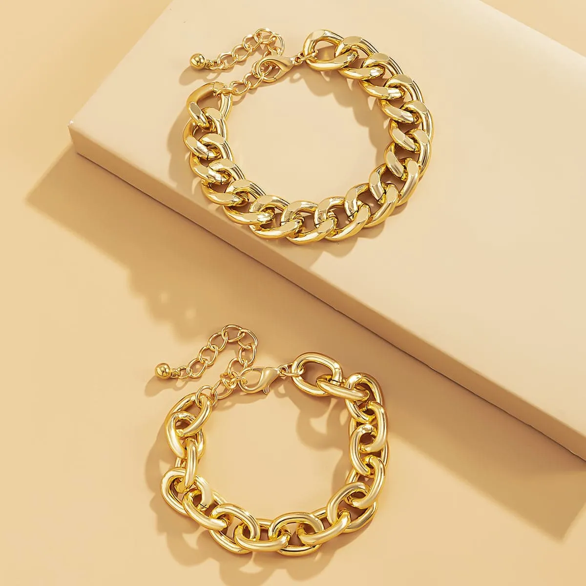 Goldtone Curb Chain Bracelet Set sold by Zulily product image thumbnail 3