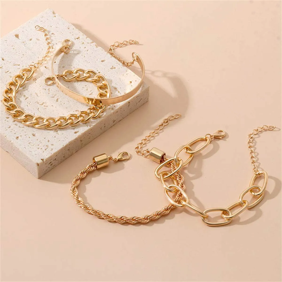 Goldtone Curb Chain Bracelet Set sold by Zulily product image thumbnail 4