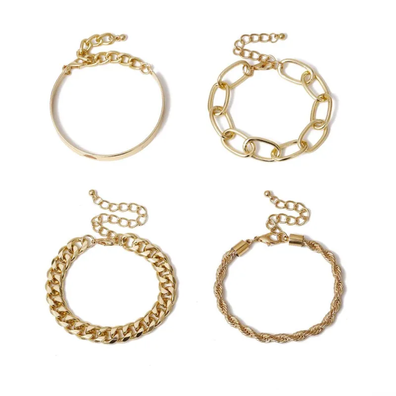 Goldtone Curb Chain Bracelet Set made by Zulily
