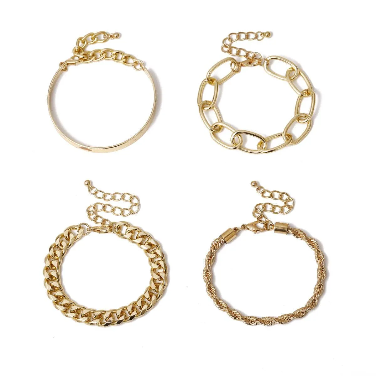Goldtone Curb Chain Bracelet Set sold by Zulily