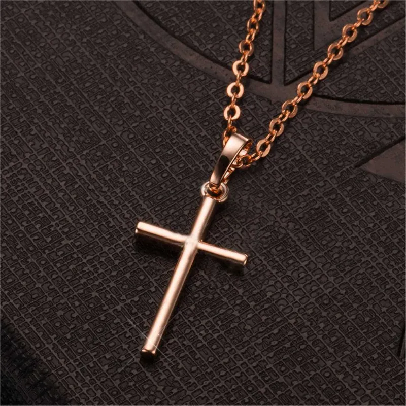 Rose Goldtone Cross Pendant Necklace made by Zulily