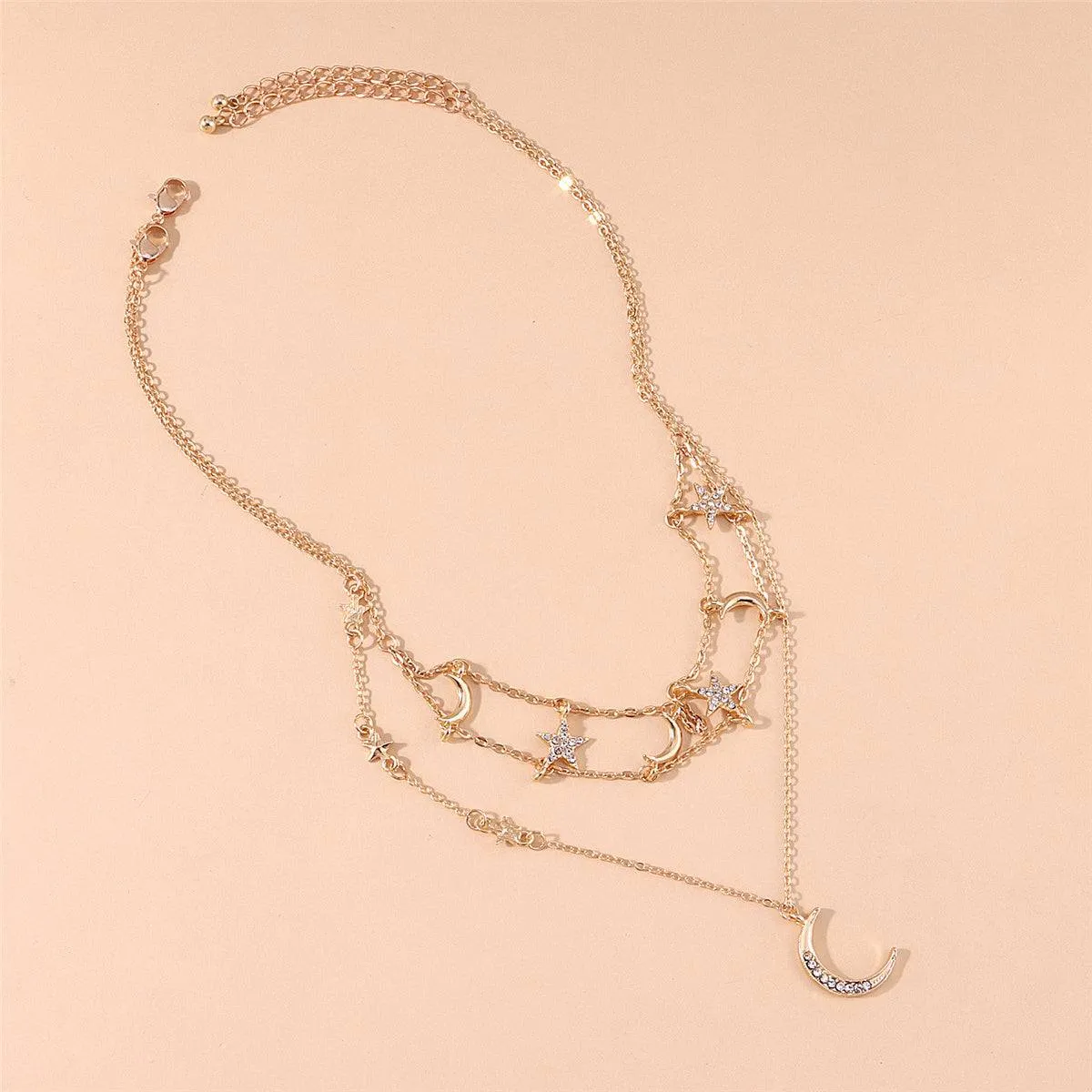 Cubic Zirconia & Goldtone Star Moon Layered Pendant Necklace sold by Zulily product image thumbnail 2