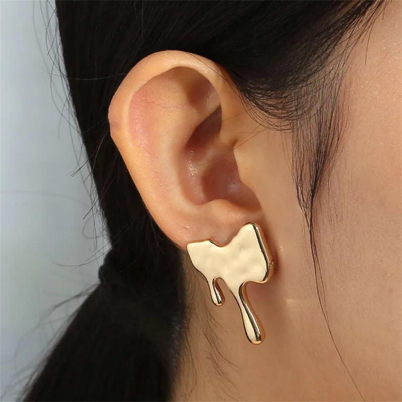 Goldtone Melted Geometric Stud Earrings made by Zulily
