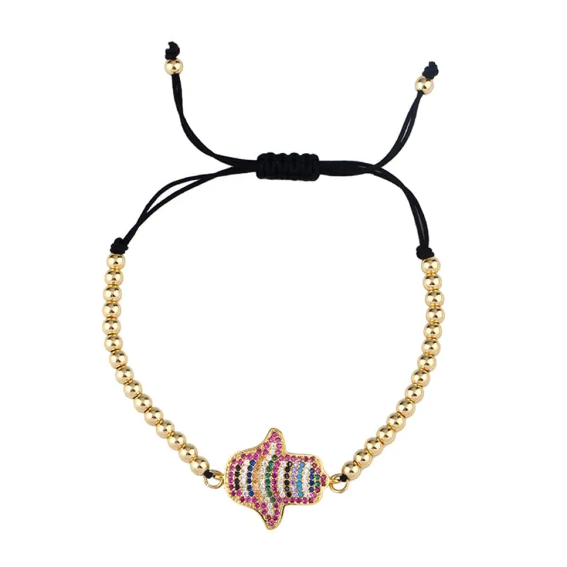 Cubic Zirconia & Goldtone Hamsa Adjustable Bracelet made by Zulily