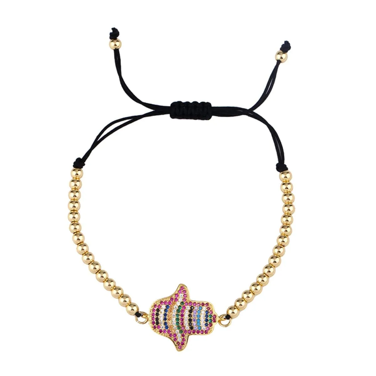 Cubic Zirconia & Goldtone Hamsa Adjustable Bracelet sold by Zulily