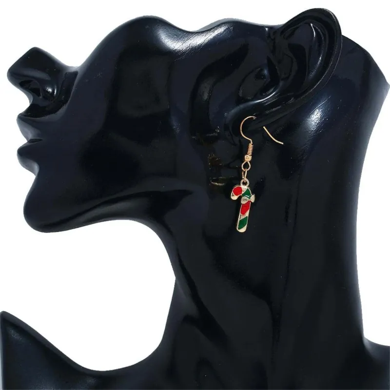 Green & Goldtone Candy Cane Crutch Drop Earrings made by Zulily