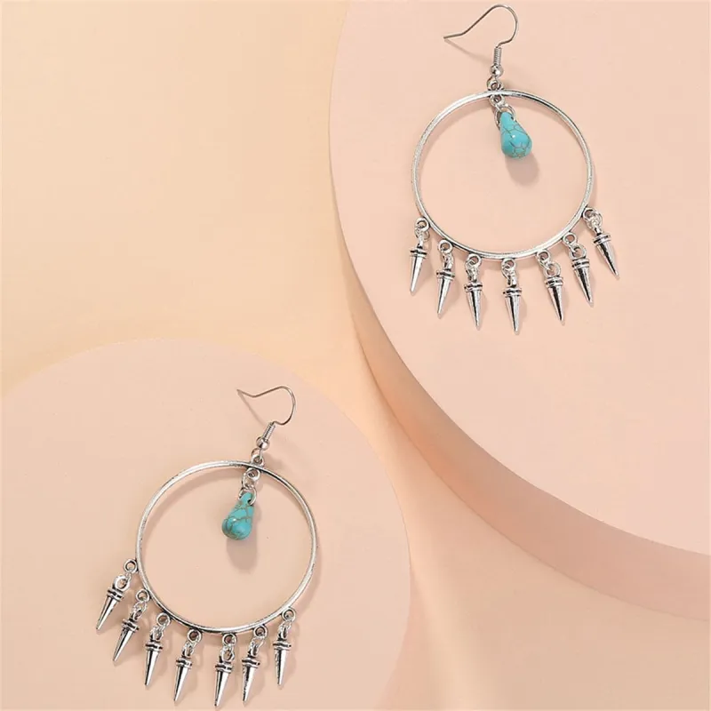 Turquoise & Silvertone Bullet Tassel Drop Earrings made by Zulily