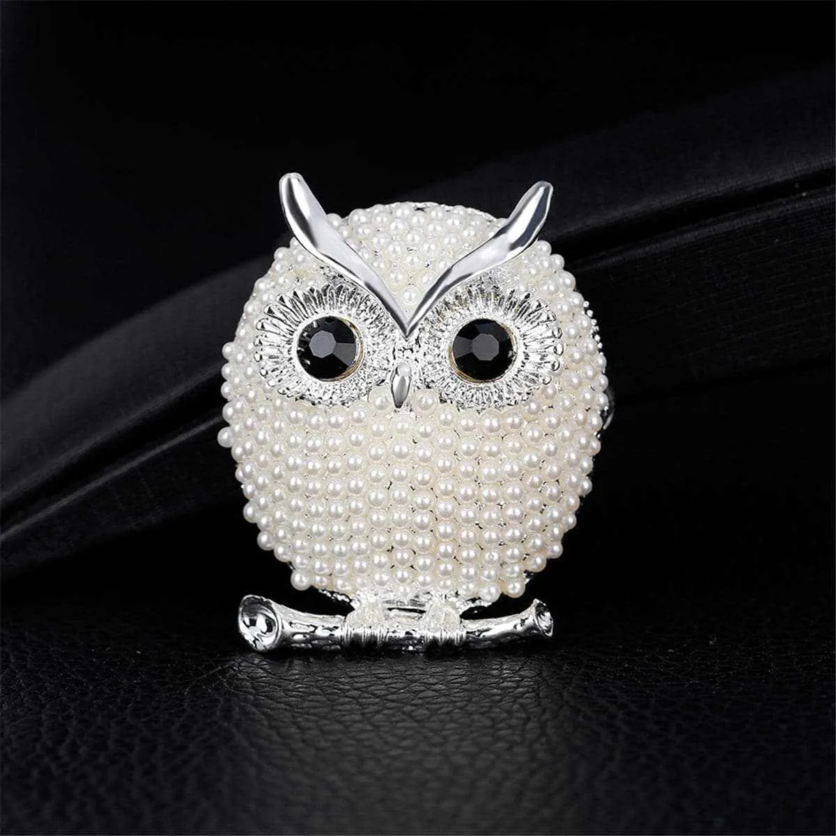 Cubic Zirconia & Silvertone Owl Brooch sold by Zulily