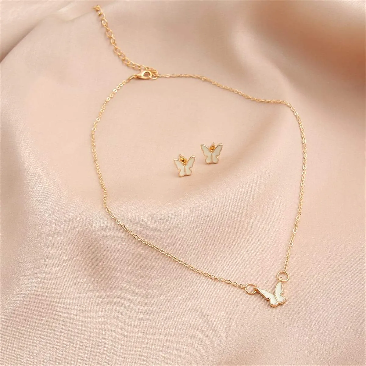 Enamel & Goldtone Butterfly Earring & Necklace Set sold by Zulily