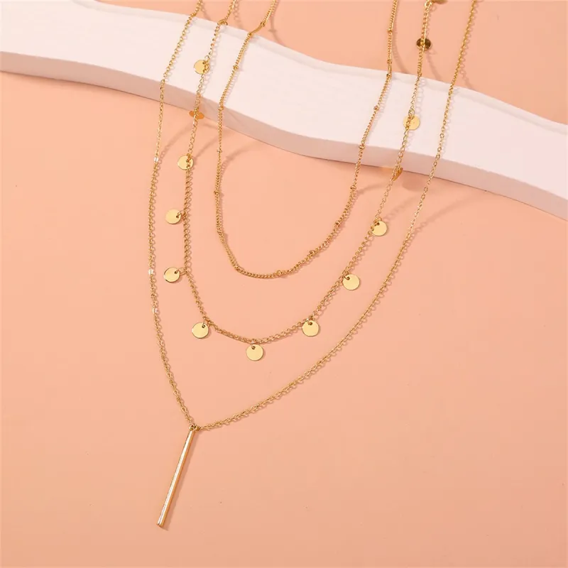 Goldtone Sequin & Bar Pendant Necklace Set made by Zulily