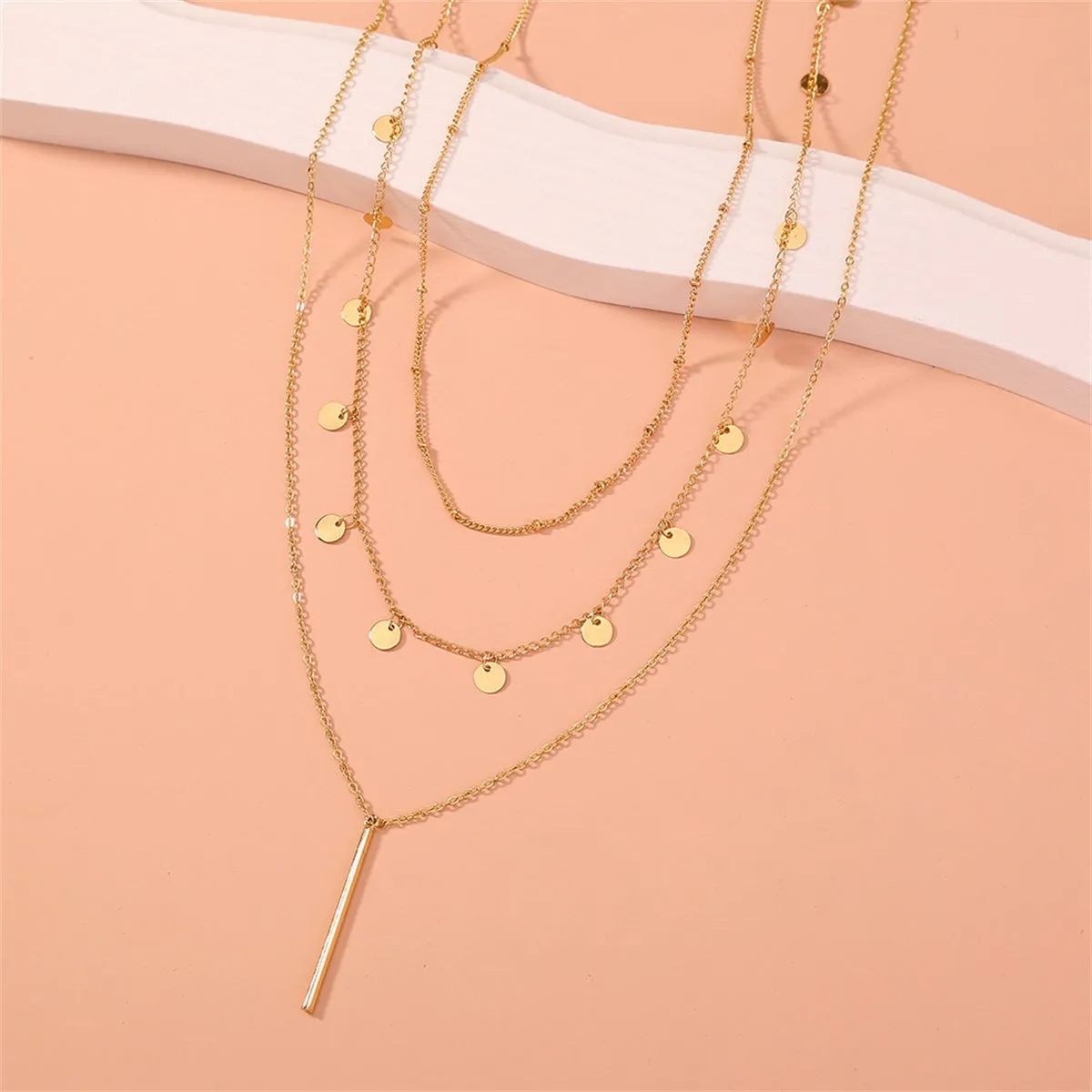 Goldtone Sequin & Bar Pendant Necklace Set sold by Zulily