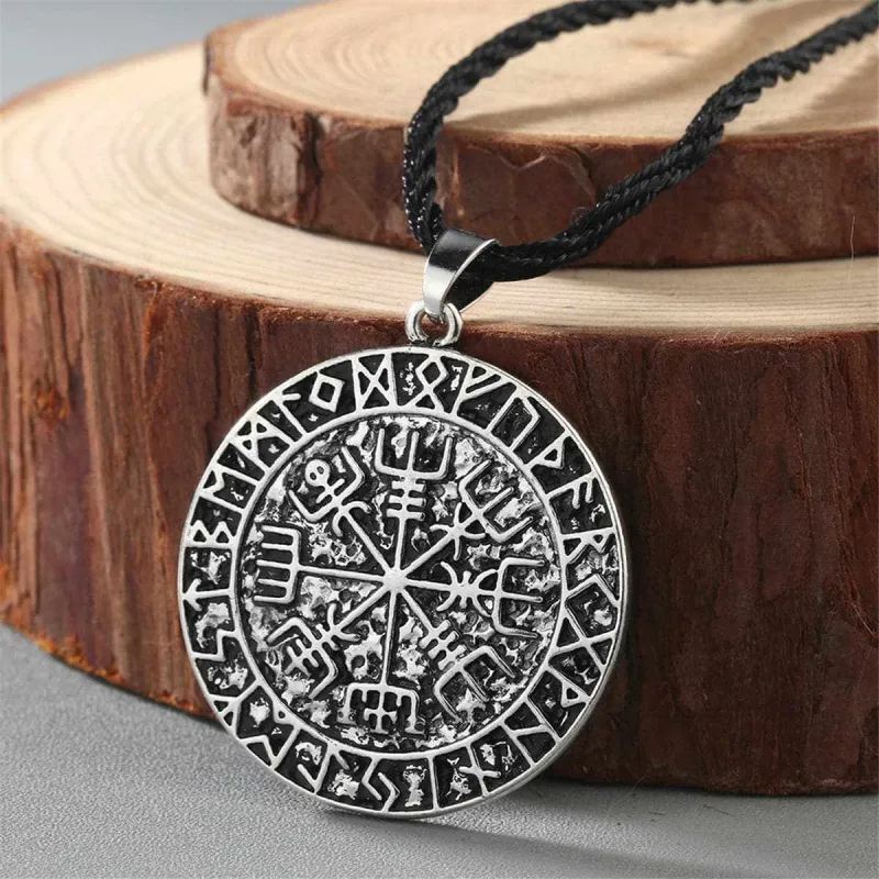 Silvertone & Black Compass Pendant Necklace made by Zulily
