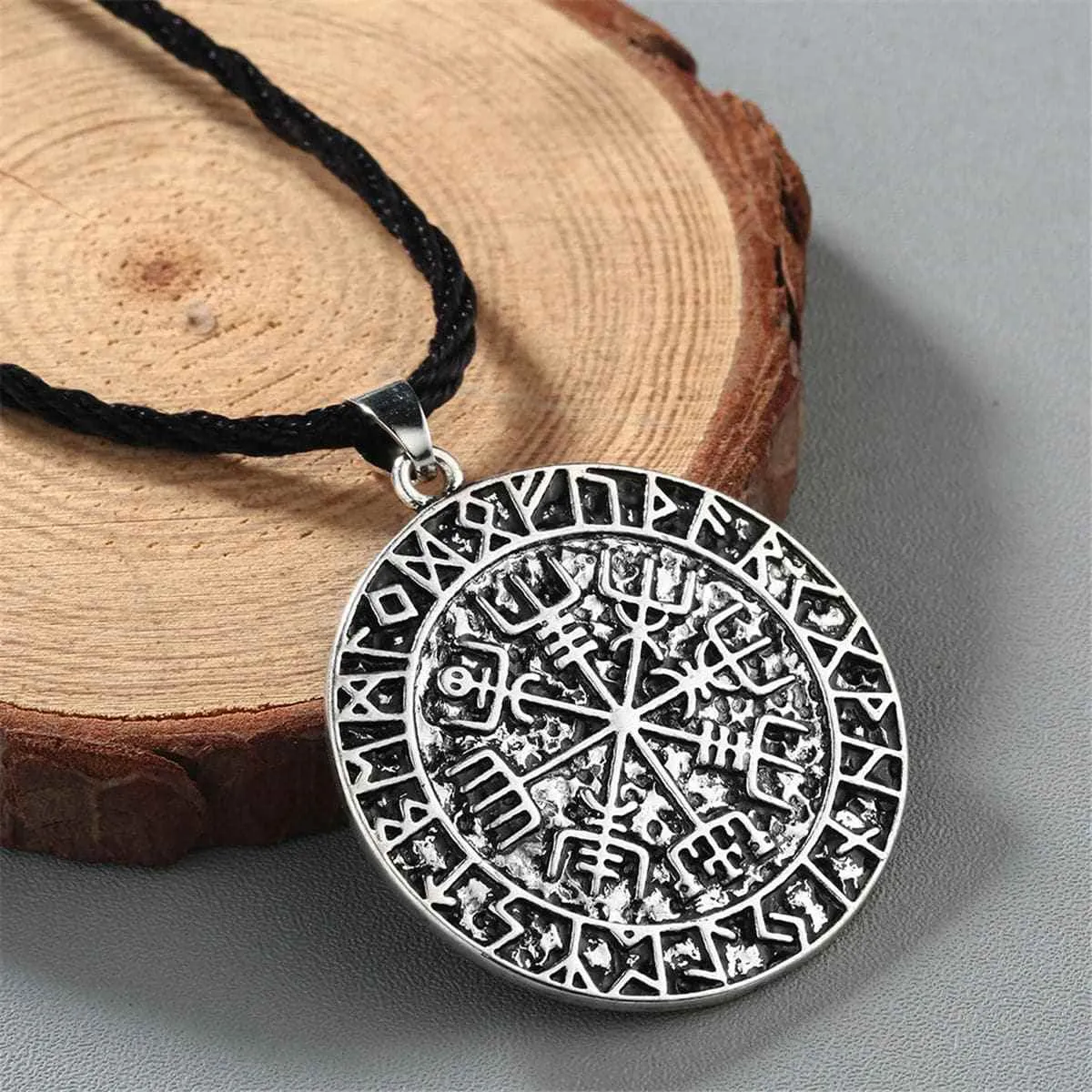 Silvertone & Black Compass Pendant Necklace sold by Zulily product image thumbnail 2