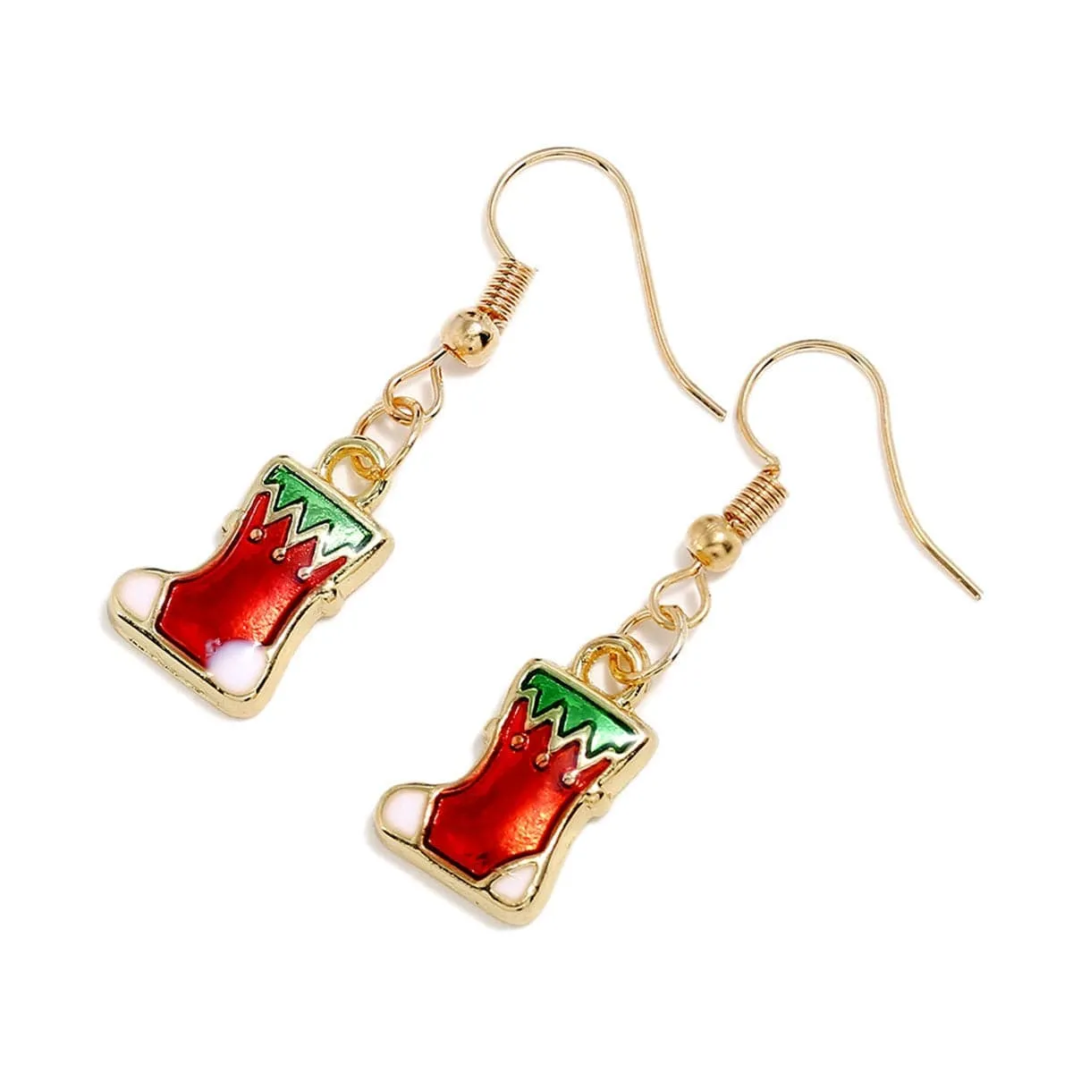 Red & Goldtone Christmas Stocking Drop Earrings sold by Zulily product image thumbnail 2