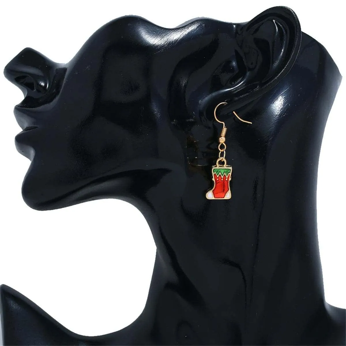 Red & Goldtone Christmas Stocking Drop Earrings sold by Zulily product image thumbnail 3