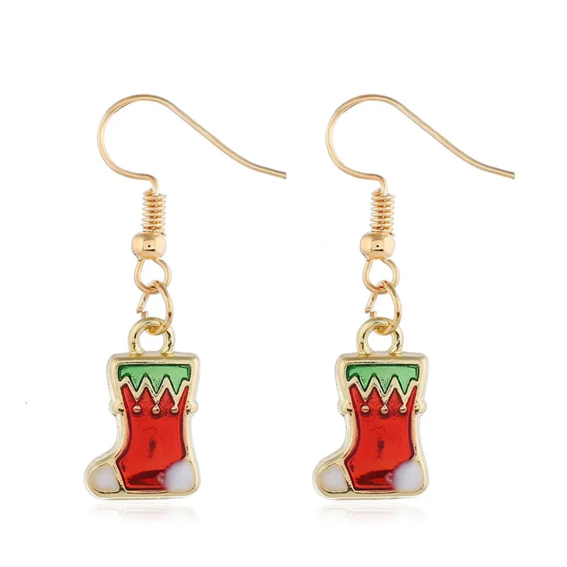 Red & Goldtone Christmas Stocking Drop Earrings made by Zulily