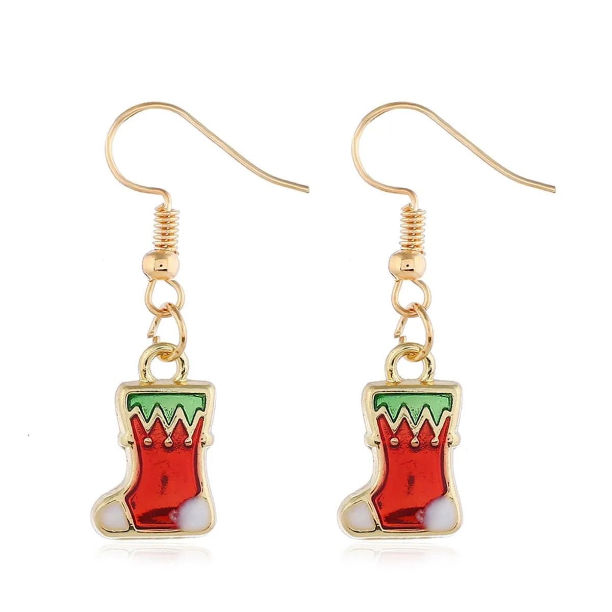 Red & Goldtone Christmas Stocking Drop Earrings sold by Zulily