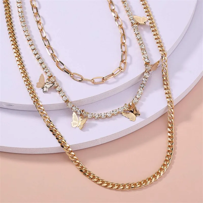 Cubic Zirconia & Goldtone Butterfly Layered Chain Necklace made by Zulily