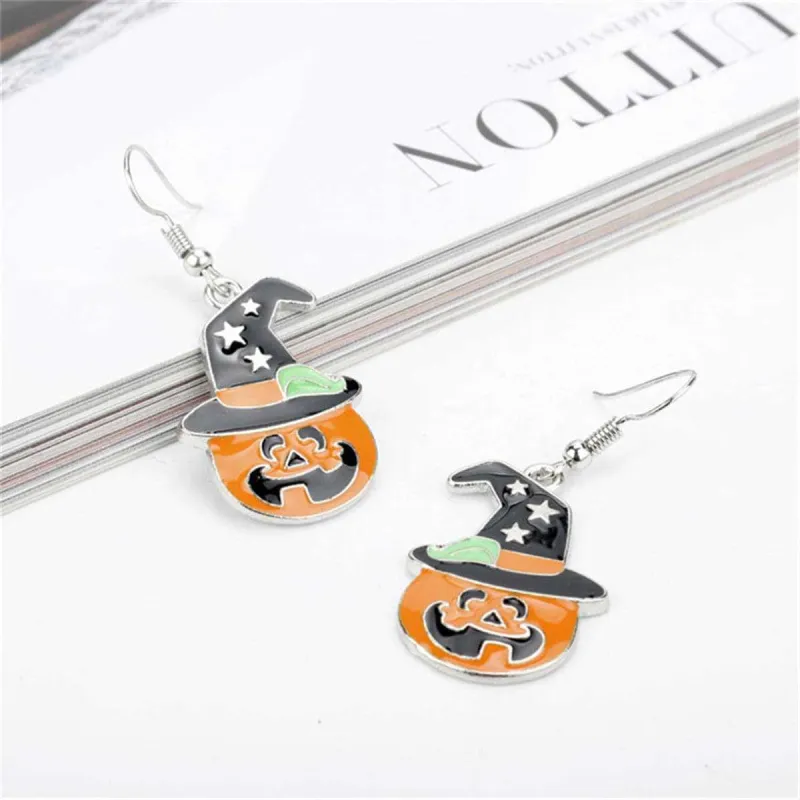 Enamel Pumpkin & Starry Hat Drop Earrings made by Zulily