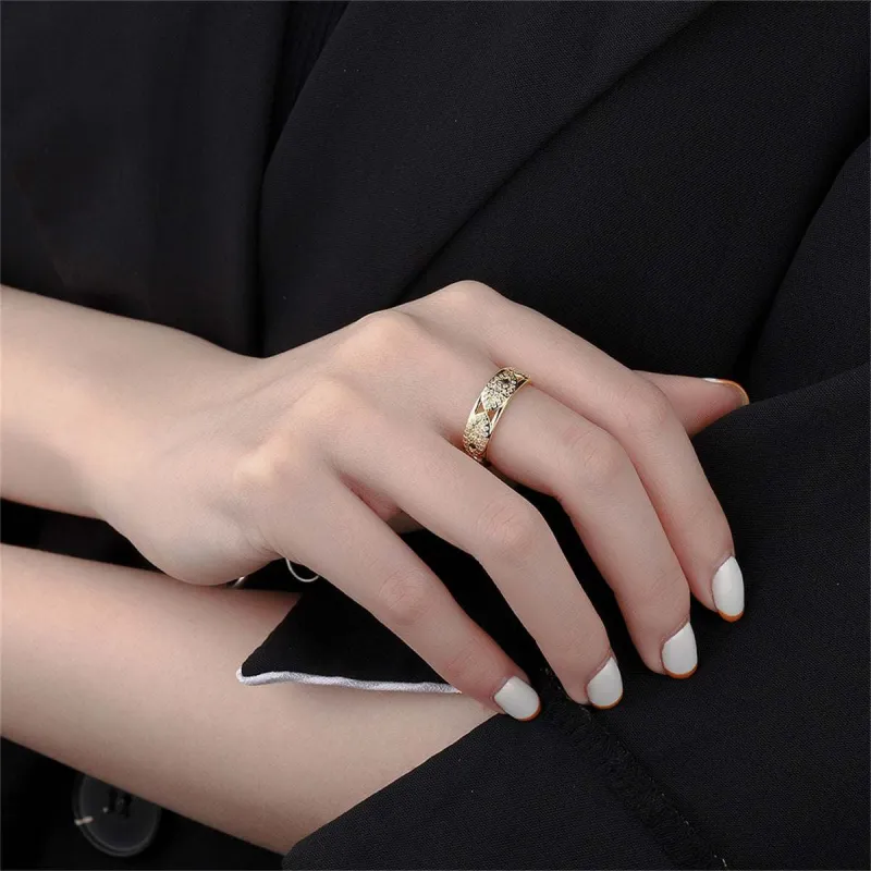 Cubic Zirconia & Goldtone Eye Open Band Ring made by Zulily