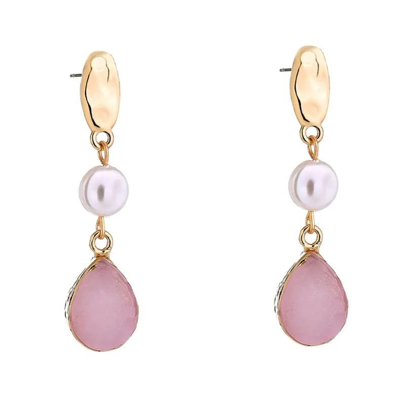 Pearl & Pink Resin Goldtone Drop Earrings made by Zulily