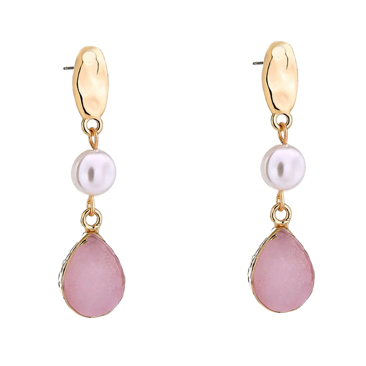 Pearl & Pink Resin Goldtone Drop Earrings sold by Zulily