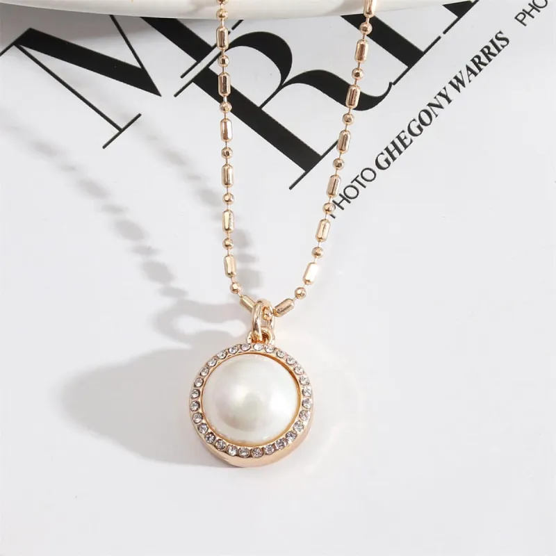 Pearl & Cubic Zirconia Goldtone Ball Chain Halo Pendant Necklace made by Zulily